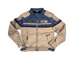 Warson Motors - Herren Flat Track Leather Jacket, blau