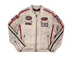 Warson Motors - Herren Daytona Leather Jacket, smoke white