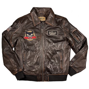 Warson Motors - Herren US Navy Tomcat Leather Jacket, brown 
