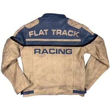 Warson Motors - Herren Flat Track Leather Jacket, blau 