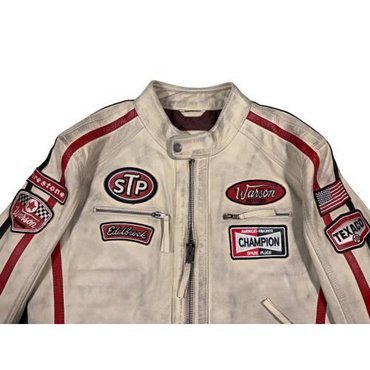 Warson Motors - Herren Daytona Leather Jacket, smoke white 