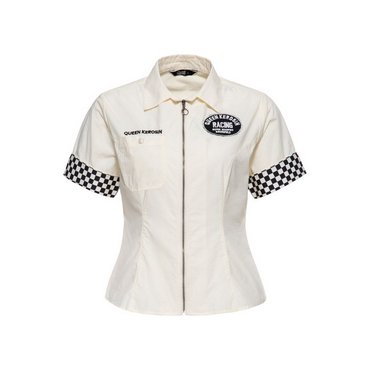 Queen Kerosin - Damen Bluse 'Super Modified', offwhite 