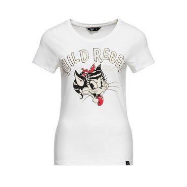 Queen Kerosin - Damen T-Shirt "Wild Rebel", weiss 