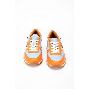 CLASSIC LEGEND MOTORS - Men's 24h Le Mans 66 Leather Sneakers, Sky Blue/Orange 