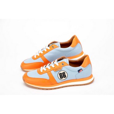 CLASSIC LEGEND MOTORS - Men's 24h Le Mans 66 Leather Sneakers, Sky Blue/Orange 