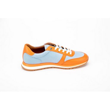 CLASSIC LEGEND MOTORS - Men's 24h Le Mans 66 Leather Sneakers, Sky Blue/Orange 