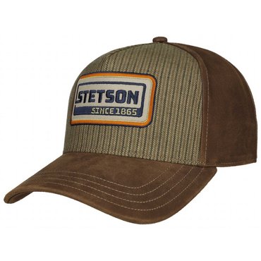 STETSON - Trucker Cap Cotton Linen Stripe, brown / olive stripe 
