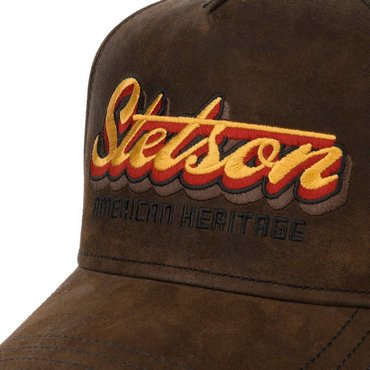 STETSON - Trucker Cap Cotton Linen Stripe, brown / olive stripe 