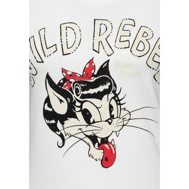 Queen Kerosin - Damen T-Shirt "Wild Rebel", weiss 