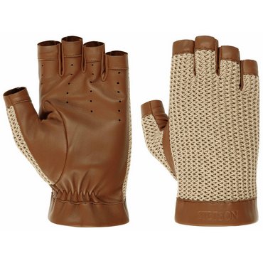 STETSON - Summer Gloves Sheep Nappa & Knit, braun-beige 