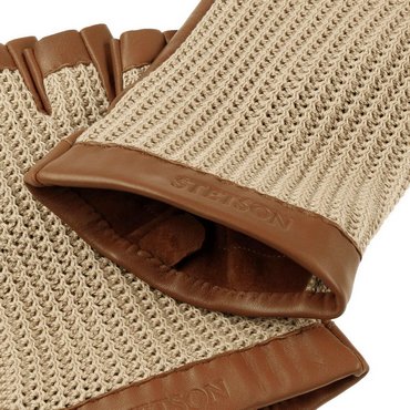 STETSON - Summer Gloves Sheep Nappa & Knit, braun-beige 