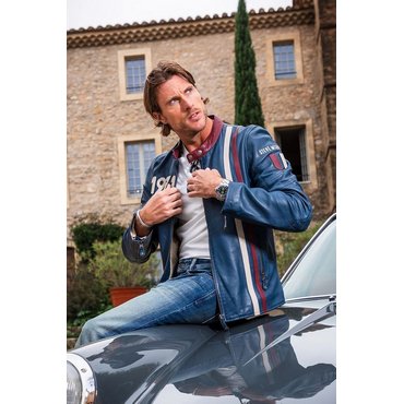 CLASSIC LEGEND MOTORS - Steve McQueen Lederjacke Gus5, royal blue, Gr. XXL* 