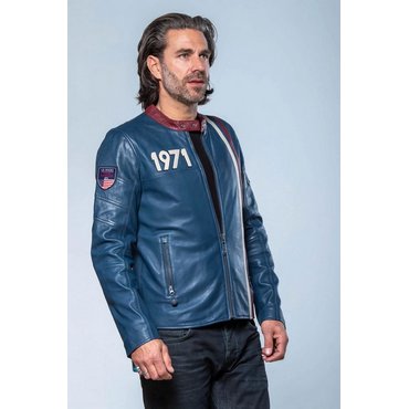CLASSIC LEGEND MOTORS - Steve McQueen Lederjacke Gus5, royal blue, Gr. XXL* 