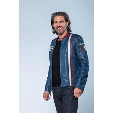 CLASSIC LEGEND MOTORS - Steve McQueen Lederjacke Gus5, royal blue, Gr. XXL* 
