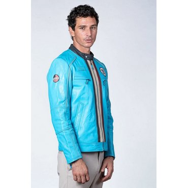 CLASSIC LEGEND MOTORS - Steve McQueen Lederjacke Liam, norse blue, Gr. L* 