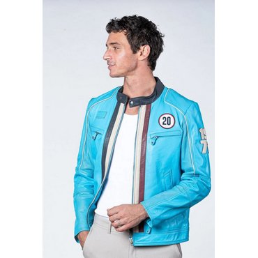 CLASSIC LEGEND MOTORS - Steve McQueen Lederjacke Liam, norse blue, Gr. L* 