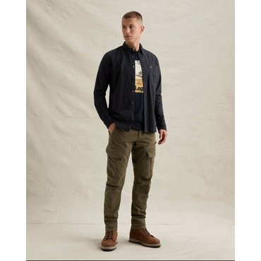 PME LEGEND - Herren Oxford-Langarmhemd mit Garment-Dye-Waschung und Button-down-Kragen 