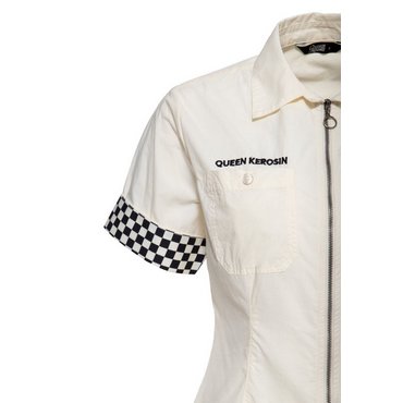 Queen Kerosin - Damen Bluse 'Super Modified', offwhite 