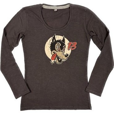 Warson Motors - langärmeliges Damen T-Shirt Speed wolf, carbone 