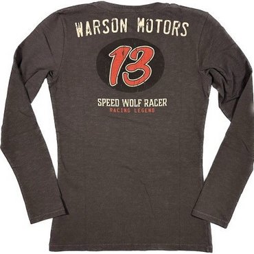 Warson Motors - langärmeliges Damen T-Shirt Speed wolf, carbone 